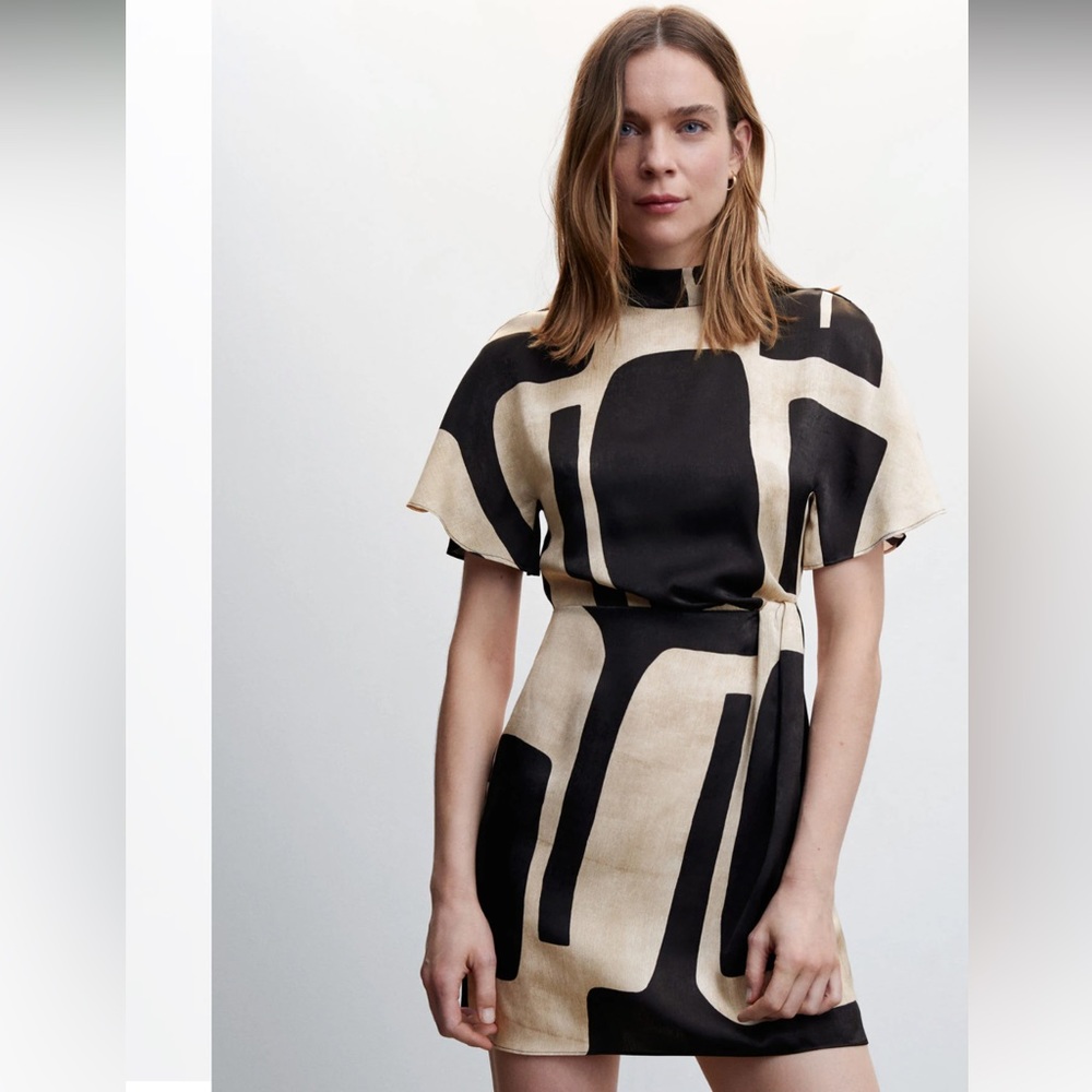 MANGO Printed Turtleneck Dress